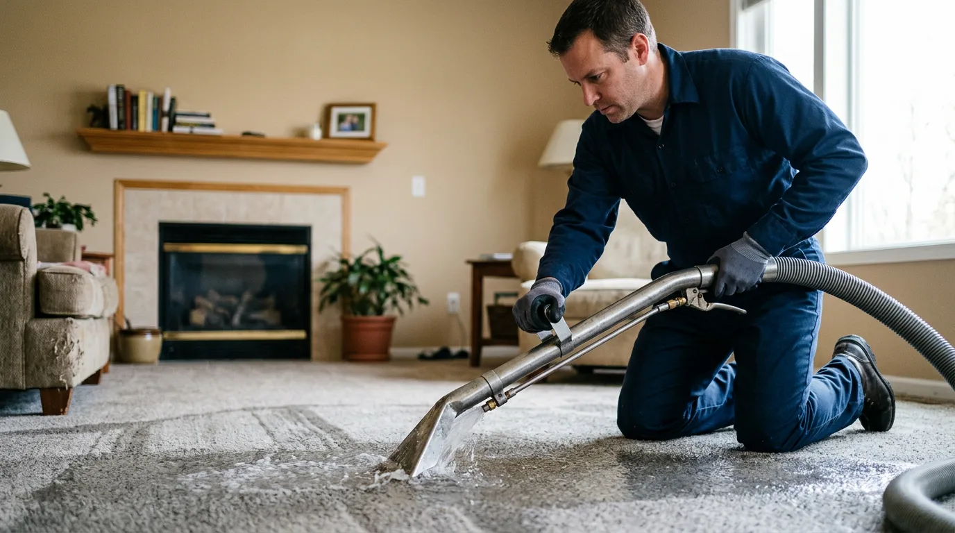 Water damage restoration technician working near Gilbertville, IA